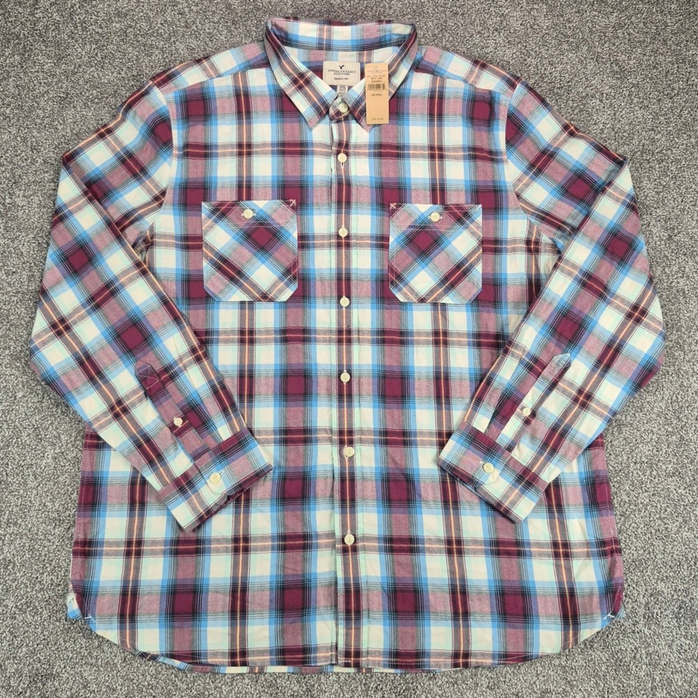NWT American Eagle Shirt Mens 3XL Plaid Seriously Soft Flannel